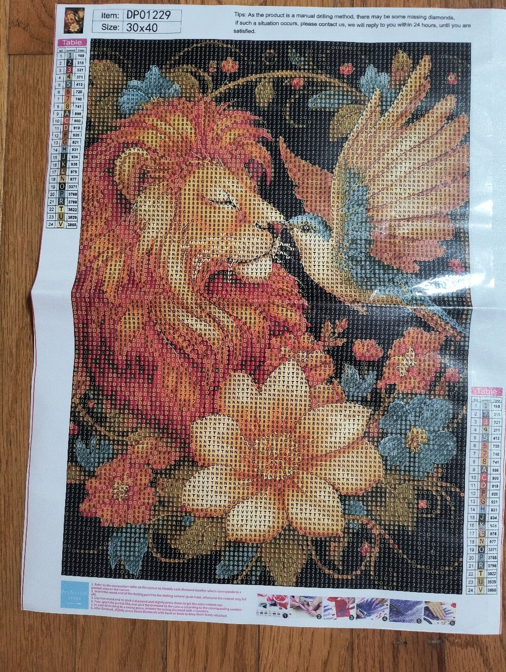 New unused Lion and hummingbird diamond art kit